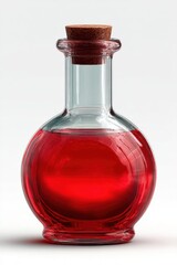 Poster - Glass Bottle Filled With Red Liquid and Cork Stopper, Symbolizing Scientific Research and Pharmaceutical Innovation in Healthcare : Generative AI