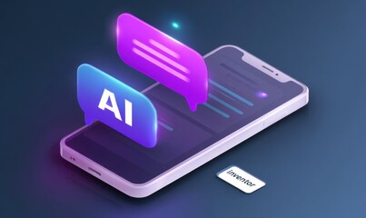 Aufkleber - Smartphone Displaying Chat Bubbles With AI Text, Illustrating Modern Digital Communication and Technology Innovation for Business Solutions and Marketing : Generative AI
