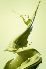 Aufkleber - Dynamic Green Paint Splash Against a Pale Green Backdrop, Symbolizing Creativity and Artistic Expression for Marketing Campaigns and Product Visualization : Generative AI