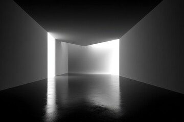 Poster - Abstract Hallway With Bright Light, Representing Minimalism and Future Architecture in Contemporary Design and Real Estate Development : Generative AI