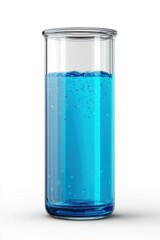 Poster - Test Tube Filled With Blue Liquid on White Background, Depicting Scientific Research and Pharmaceutical Innovation in Laboratory Settings : Generative AI