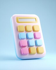 Aufkleber - Pastel Colored Calculator on Light Blue Background, Illustrating Financial Planning and Budgeting Tools for Accounting and Investment Decisions : Generative AI