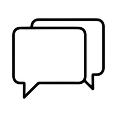Poster - Outline style image depicts two overlapping speech bubbles, commonly used to represent text messages, conversations, or dialogue. Found in interfaces for messaging applications, chat features