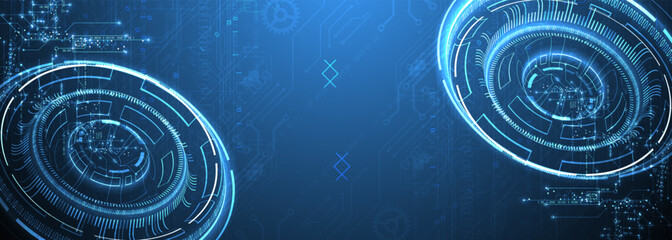 Poster - Abstract background. Scientific and technological concept with the use of technical elements formed in the shape of a circle. Vector