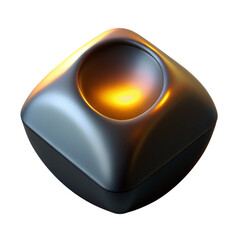 Fototapete - Abstract metallic 3d render with a glowing interior and a dark background for modern designs