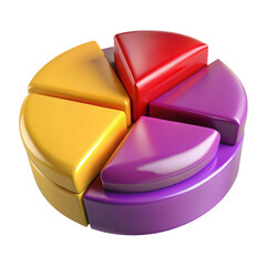Aufkleber - Colorful 3d pie chart representing data analysis and business statistics on black background