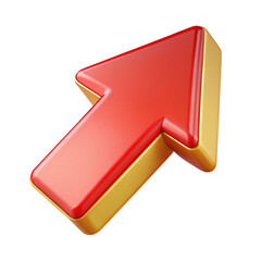 Poster - Glossy 3d red arrow pointing upward with gold detailing on a transparent background