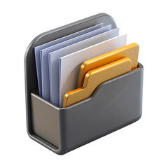 Aufkleber - Modern 3d illustration of an organized file holder with documents on transparent background