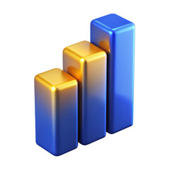 Aufkleber - Three dimensional growth bar chart graphic in gold and blue colors on transparent background