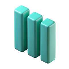 Leinwandbilder - Three teal-colored minimalist 3d bars isolated against a transparent background for various design purposes