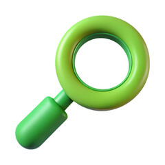 Poster - 3d render of a green magnifying glass icon against a transparent background for search