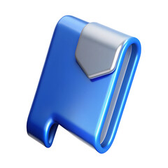 Aufkleber - 3d render of a stylish blue and silver folder icon isolated on transparent background