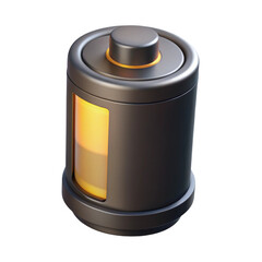 Poster - 3d rendered futuristic battery design with illuminated window showcasing power level indicator