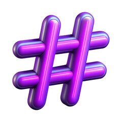 Leinwandbilder - 3d rendered illuminated hashtag symbol against a transparent background for social media