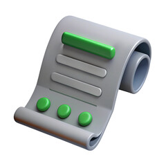 Poster - 3d rendered illustration of a rolled checklist with green buttons on a transparent background