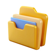 Aufkleber - 3d rendered illustration of yellow folders with different colored documents on a transparent background