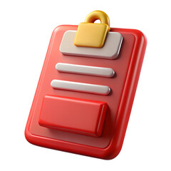 Aufkleber - 3d rendered red clipboard with a yellow padlock symbolizing data security and confidentiality