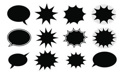 Leinwandbilder - Twelve black speech bubbles and starburst shapes