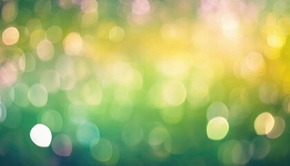 Poster - soft green and yellow bokeh light background with dreamy blurred sparkles and subtle gradient glow, ideal for web design, branding, invitation, or print texture

