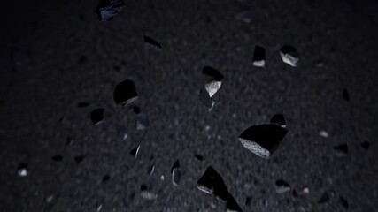 Poster - Asteroid exploding into countless fragments, sending debris radiating outward and generating a powerful, destructive force that embodies chaos and cosmic energy in the universe