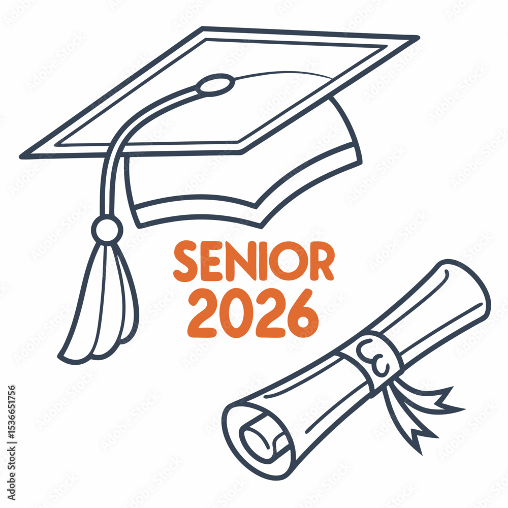 Graduation cap diploma senior 2026 class of 2026 Stock Vector | Adobe Stock
