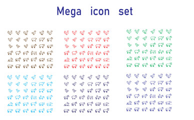 Poster - A collection of various icon sets displayed in multiple colors on a white background for design purposes
