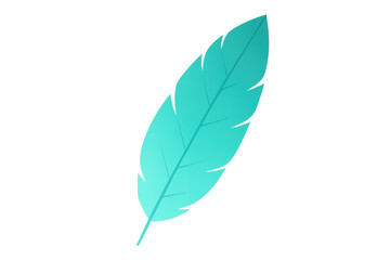 Poster - Light turquoise feather floating on a transparent background, ideal for graphic design projects