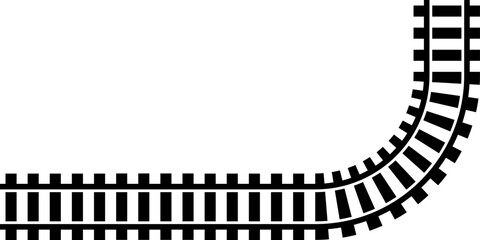 Poster - Railway train track vector route. Rail line, subway map, and railroad elements for game UI and graphic design icon set easy to edit. Rail pattern round circular curve railroad path icon