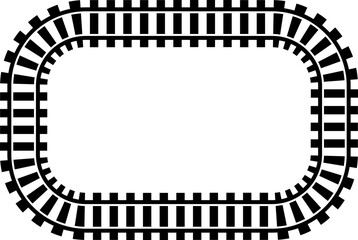 Poster - Railway train track vector route. Rail line, subway map, and railroad elements for game UI and graphic design icon set easy to edit. Rail pattern round circular curve railroad path icon
