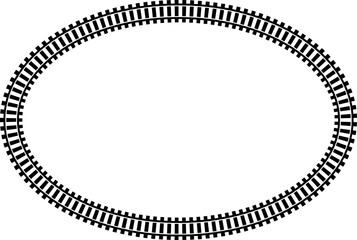 Poster - Railway train track vector route. Rail line, subway map, and railroad elements for game UI and graphic design icon set easy to edit. Rail pattern round circular curve railroad path icon