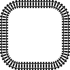 Poster - Railway train track vector route. Rail line, subway map, and railroad elements for game UI and graphic design icon set easy to edit. Rail pattern round circular curve railroad path icon