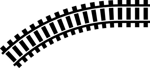 Poster - Railway train track vector route. Rail line, subway map, and railroad elements for game UI and graphic design icon set easy to edit. Rail pattern round circular curve railroad path icon