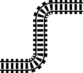 Poster - Railway train track vector route. Rail line, subway map, and railroad elements for game UI and graphic design icon set easy to edit. Rail pattern round circular curve railroad path icon