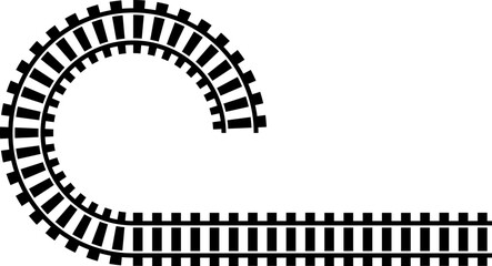 Poster - Railway train track vector route. Rail line, subway map, and railroad elements for game UI and graphic design icon set easy to edit. Rail pattern round circular curve railroad path icon