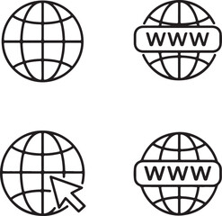 Poster - Collection of Internet Icons Representing Global Communication, Website Navigation, and Online Presence for Connection and Information Access