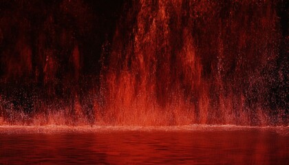 Aufkleber - dramatic burst of red ink explosion above reflective water surface on black background, perfect for abstract design, branding element, poster art, or digital wallpaper composition

