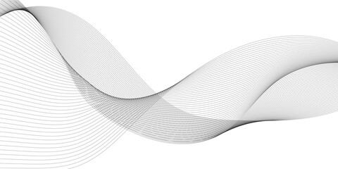 Poster - Abstract wavy grey stream element for design on transparent background isolated. frequency sound wave lines, technology, data science, business wave line background. Vector illustration.	