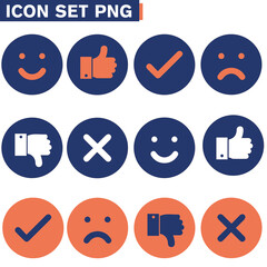 Poster - icon set icona facce sorridenti, pollici su e giù, segno di spunta e croce a tinta unita con icone r