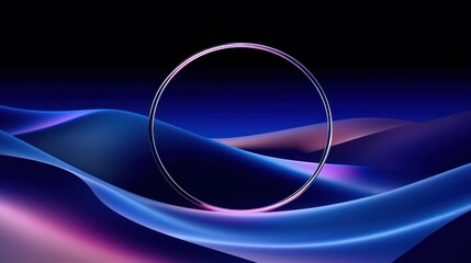 Poster - Abstract design with a metallic ring and flowing shapes.