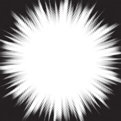 Leinwandbilder - Halftone gradient sun rays pattern. Abstract halftone vector dots background. monochrome dots pattern. Vector background in comic book style with sunburst rays and halftone. Retro pop art design.