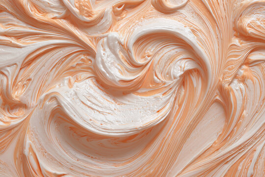 Swirled White Cream on Pastel Orange Background