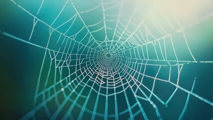Spider web with dew drops glistening morning light creates intricate and delicate pattern of water droplets spider silk, showcasing nature beauty and detail with close up macro photography of fragile