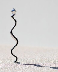 Poster - Abstract Metal Sculpture with Curved Lines and Shadow