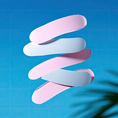 Poster - Abstract Pink and Blue Brushstrokes on a Blue Background