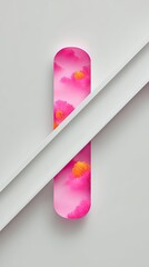 Poster - Abstract Pink and White Minimalist Composition with Diagonal Lines