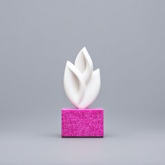 Poster - Abstract White Flame Sculpture on Pink Glittery Base