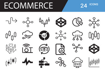Poster - E-commerce Icon Set: A comprehensive collection of meticulously crafted icons, capturing the essence of the digital marketplace in a modern design, perfect for a wide array of applications