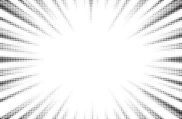 Aufkleber - Halftone gradient sun rays pattern. Abstract halftone vector dots background. monochrome dots pattern. Vector background in comic book style with sunburst rays and halftone. Retro pop art design.
