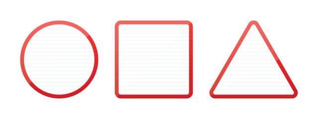 Poster - A simple image of three geometric shapes: a red outlined circle, square, and triangle. These are isolated against a white background. Each shape's interior is filled with white.