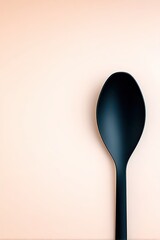 Poster - Black Spoon Silhouette on Pastel Peach Background